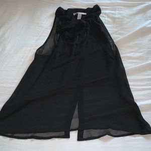 Black sheer tie around neck shirt